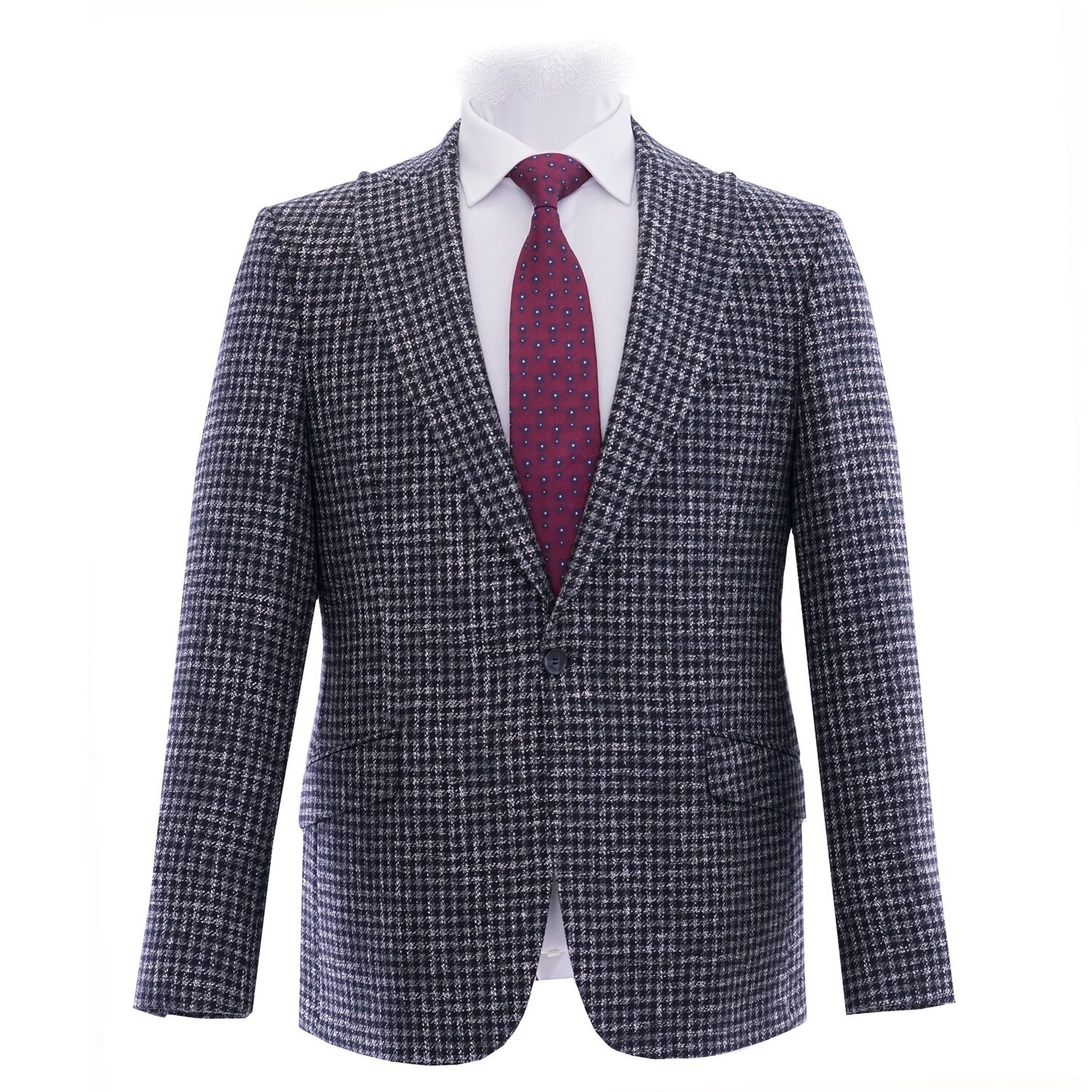 Navy Houndstooth Flannel Jacket