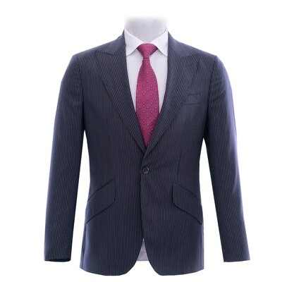 Navy Peak Lapel Pinstripe Suit