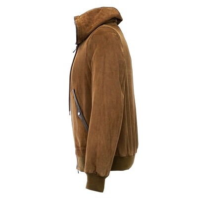 Light Brown Leather Suede Hoodie