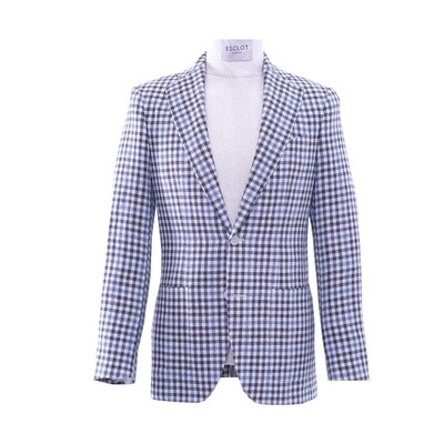 Blue Navy White Small Check Jacket