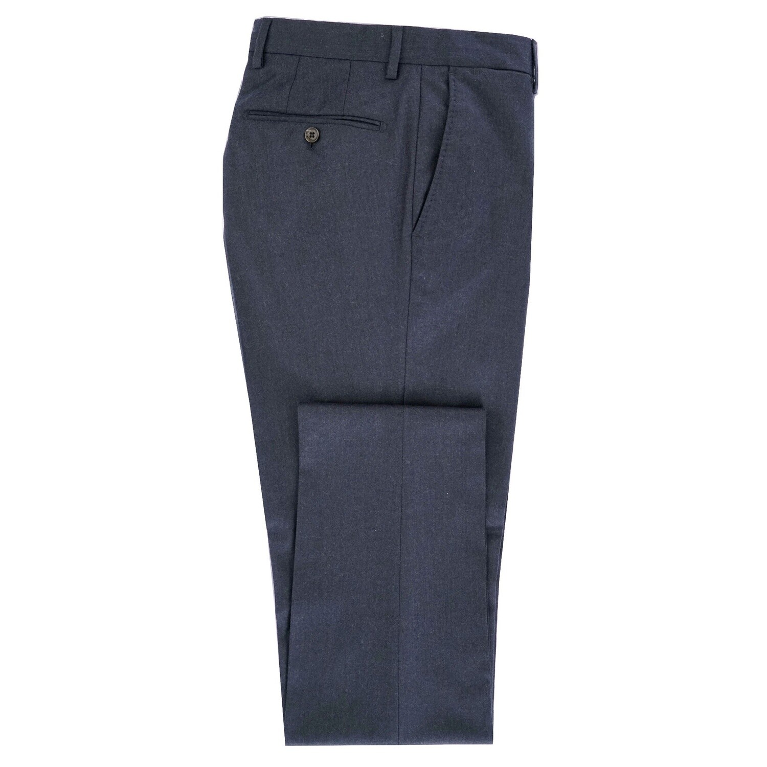 Navy Peak Lapel Flannel Suit Trousers