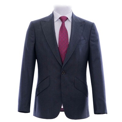 Navy Peak Lapel Flannel Suit