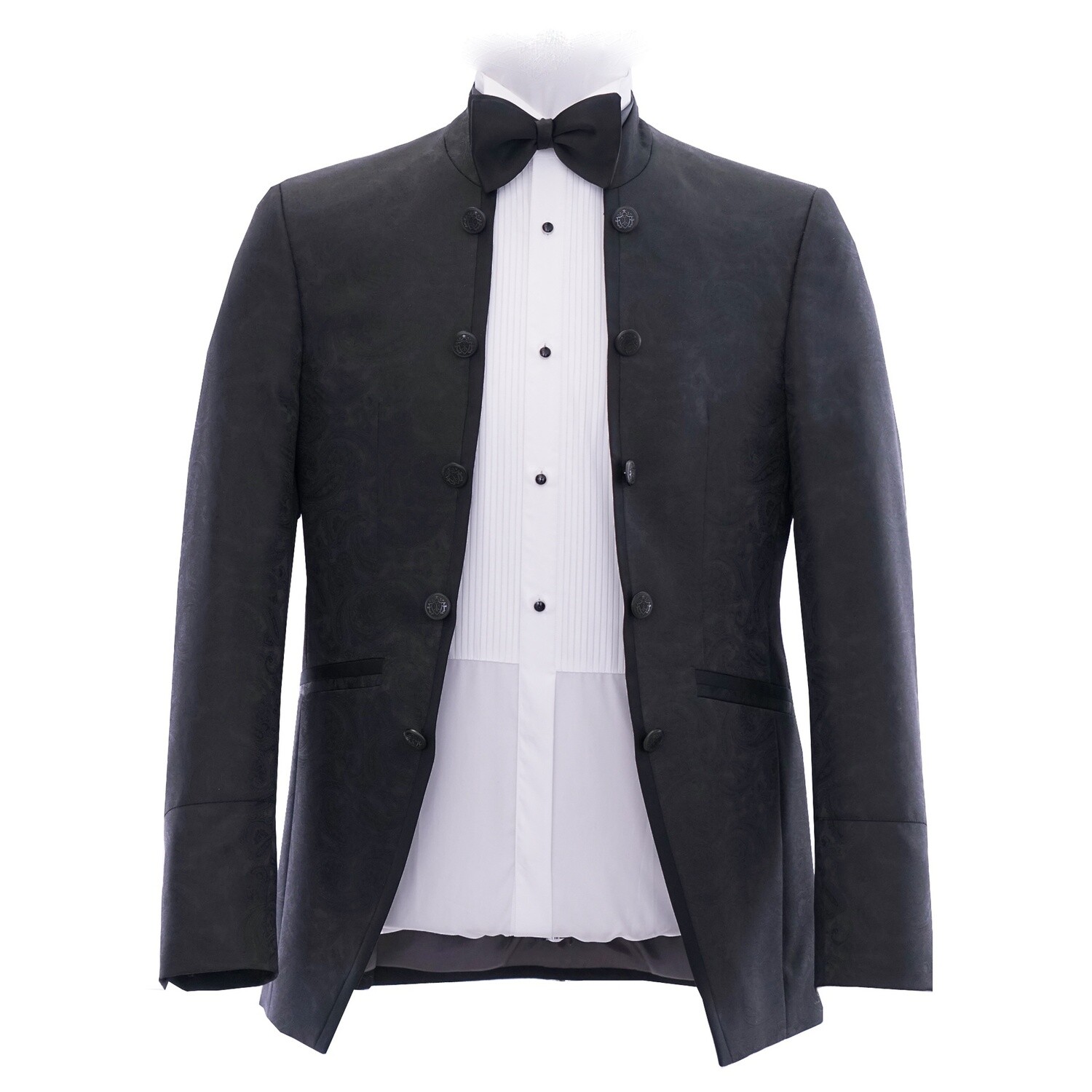 Black Paisley Mandarin Collar Jacket