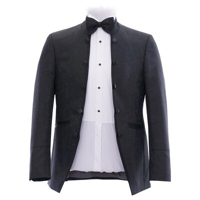 Black Paisley Mandarin Collar Jacket