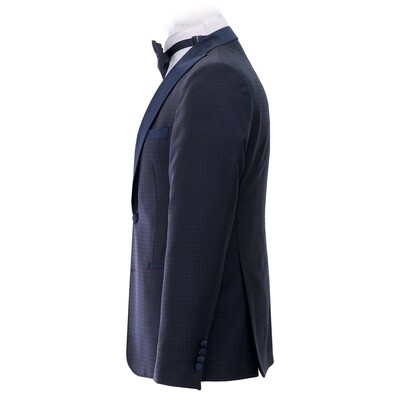 Navy Diamond Pattern Suit Jacket