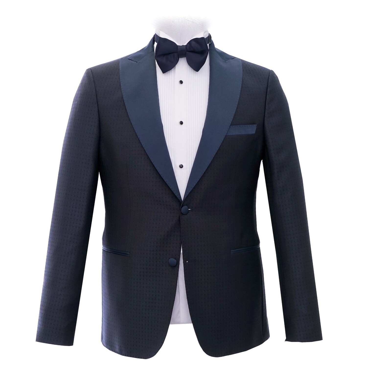 Navy Diamond Pattern Suit Jacket
