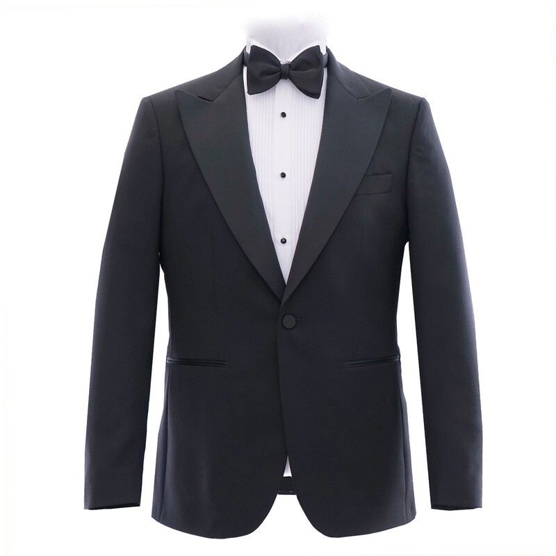 Black Twill Peak Lapel Tuxedo Jacket