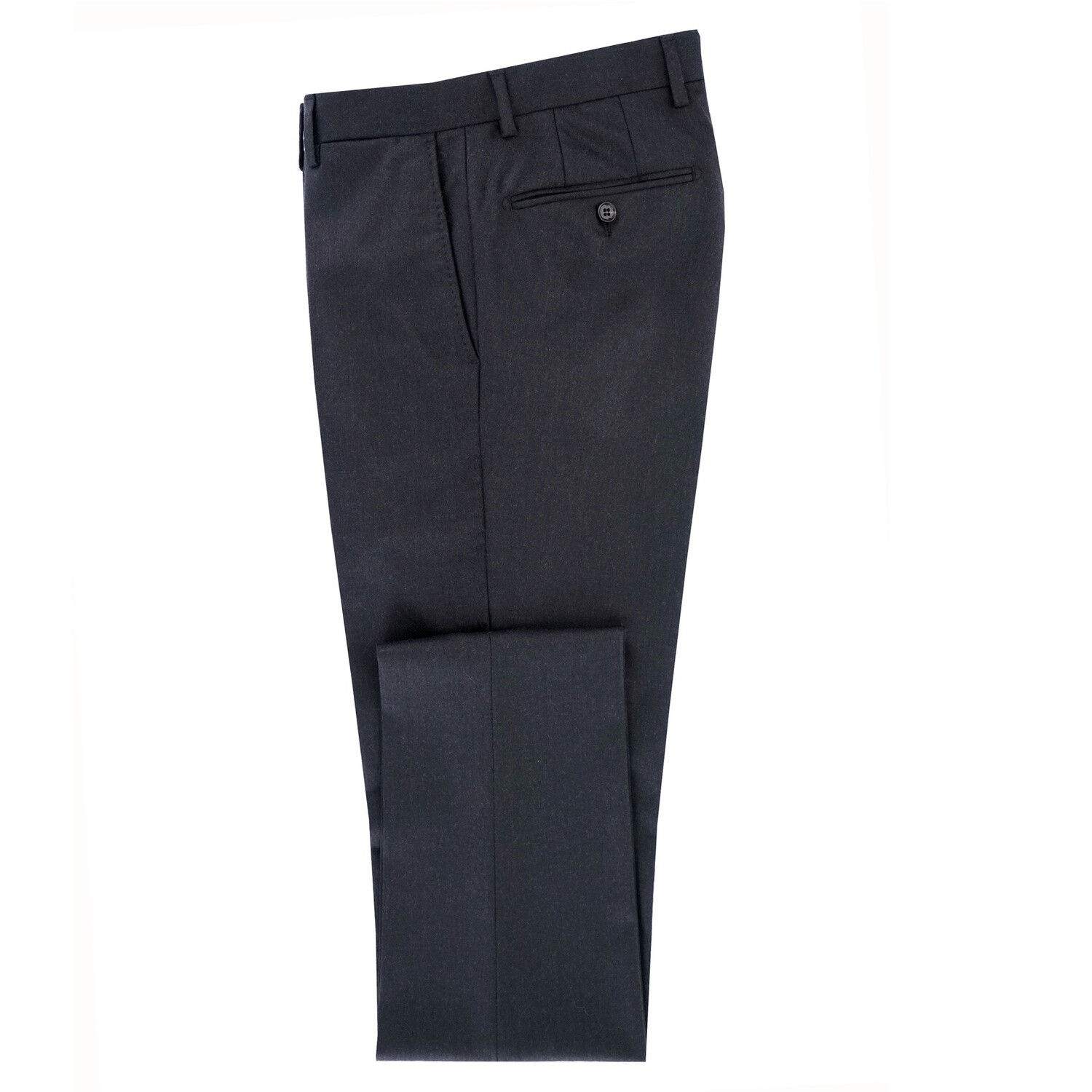 Charcoal Notch Lapel Flannel Suit Trousers