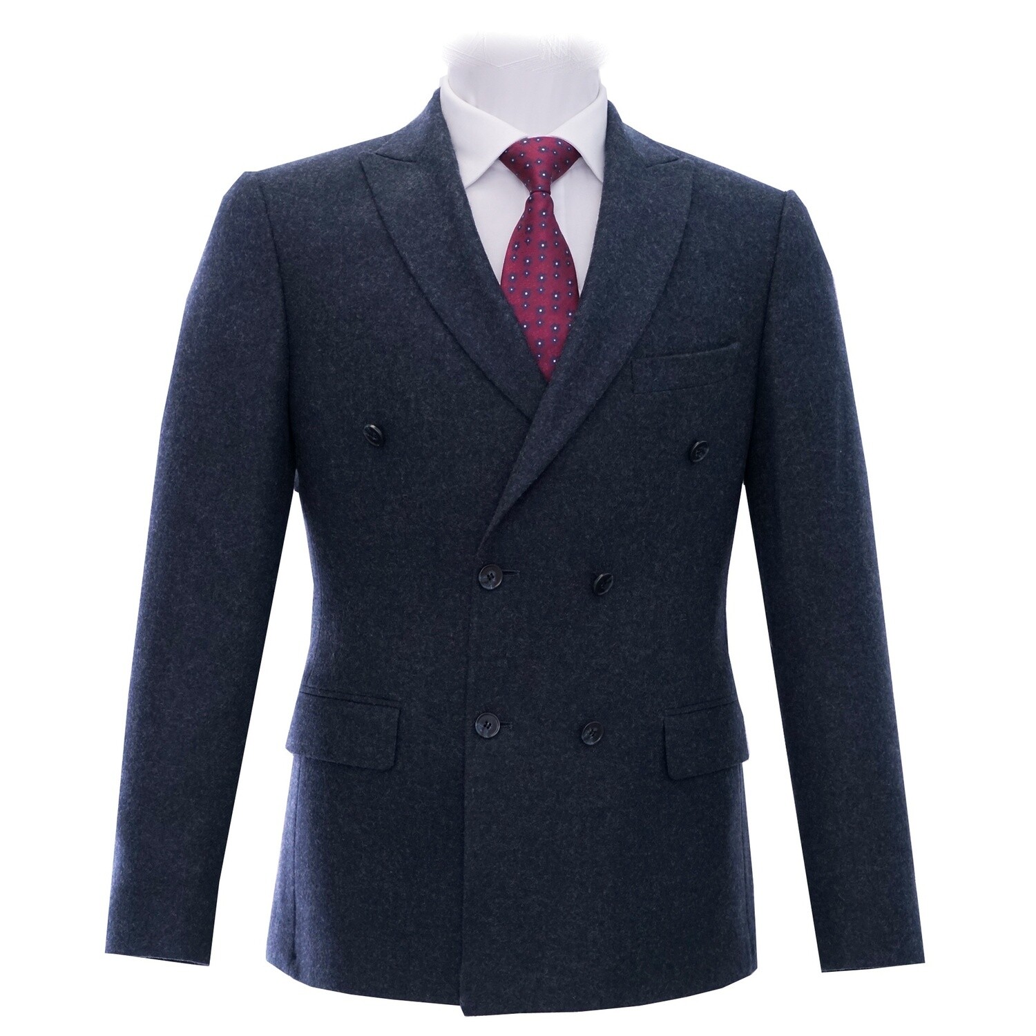 Blue Double-Breasted Flannel Suit