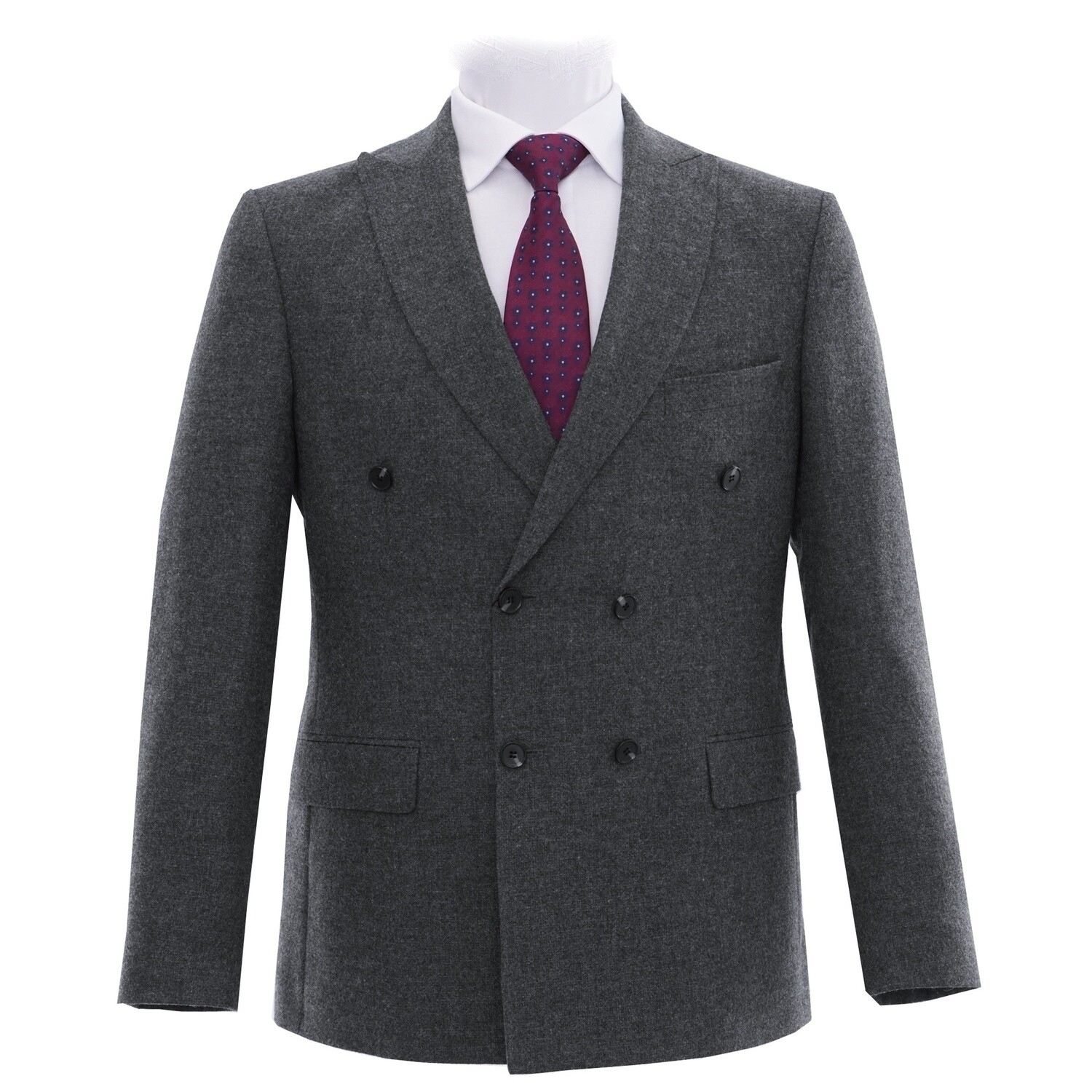 Grey Double-Breasted Flannel Jacket