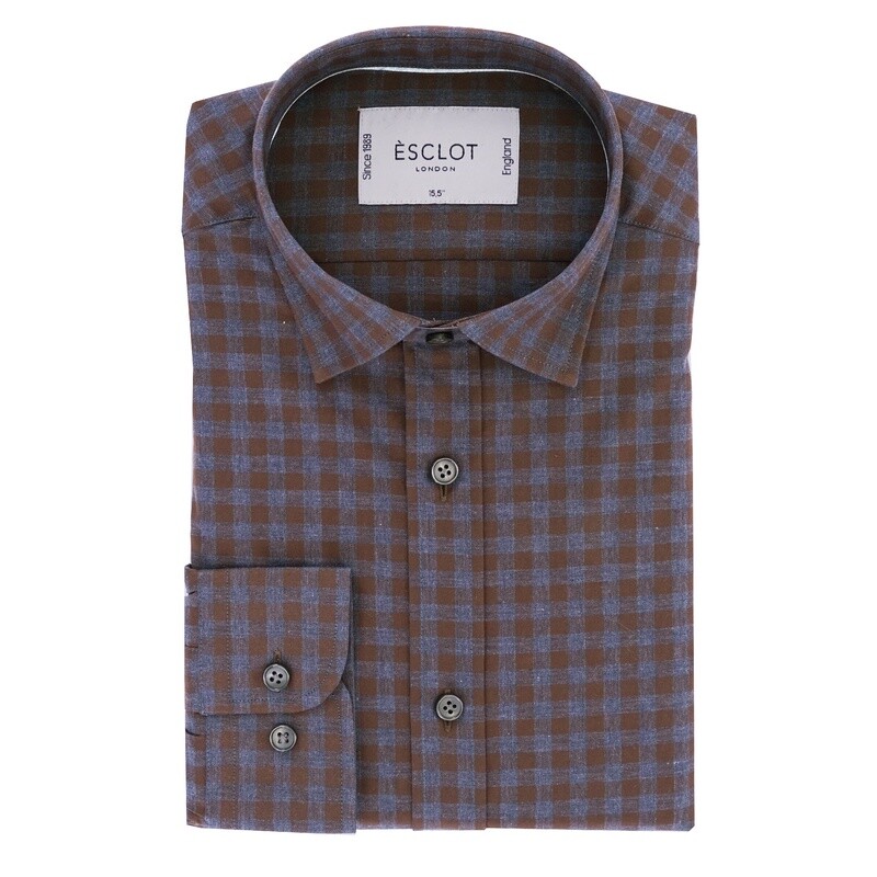 Casual Burgundy Blue Check Shirt