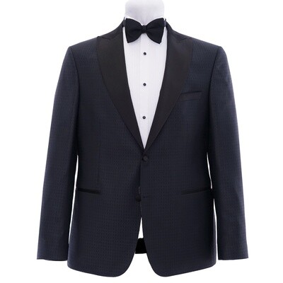 Navy Diamond Print Suit Jacket
