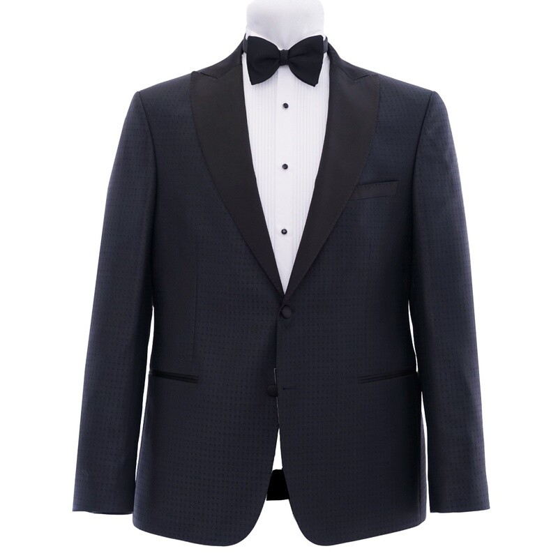 Navy Diamond Print Suit Jacket