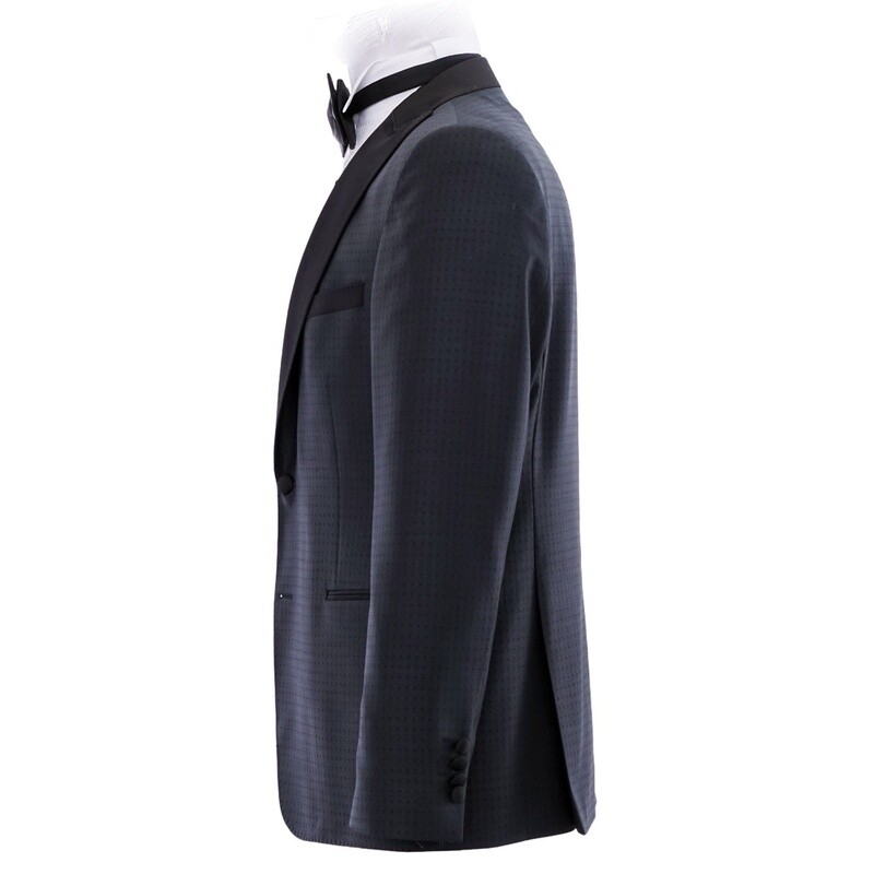 Navy Diamond Print Suit Jacket