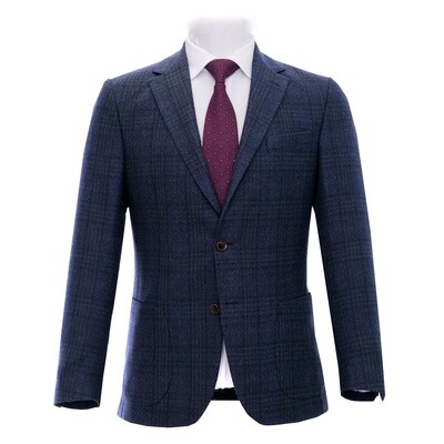 Blue Brown Check Patch Pocket Jacket