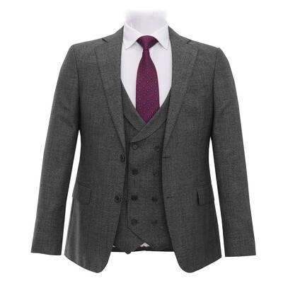 Mid-Grey Pow Check 3Pc Suit Jacket