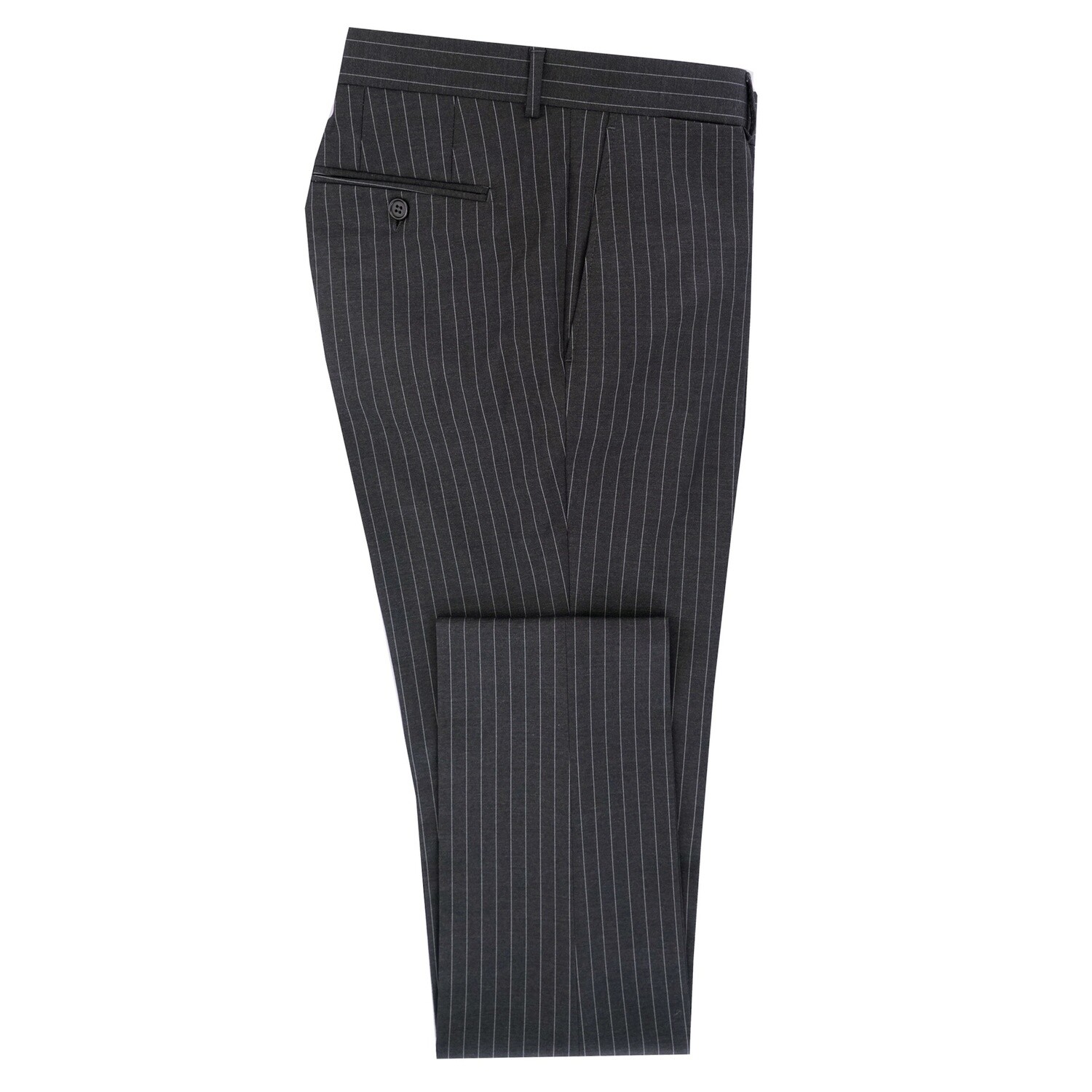 Charcoal Classic Double-Breasted Pinstripe Suit Trousers