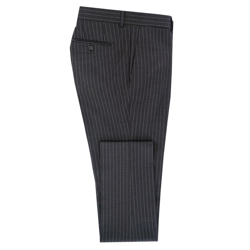 Charcoal Classic Double-Breasted Pinstripe Suit Trousers