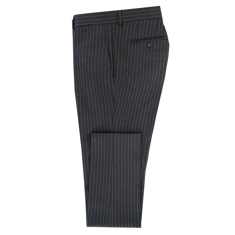 Charcoal Classic Double-Breasted Pinstripe Suit Trousers