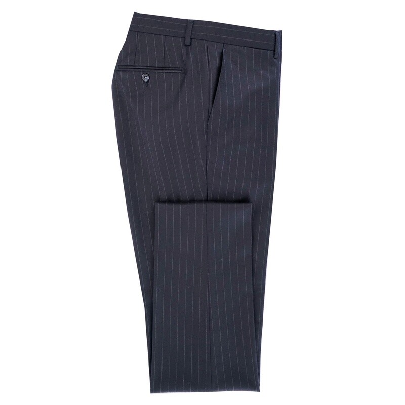 Dark Navy Double-Breasted Pinstripe Suit Trousers