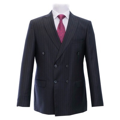 Dark Navy Double-Breasted Pinstripe Suit