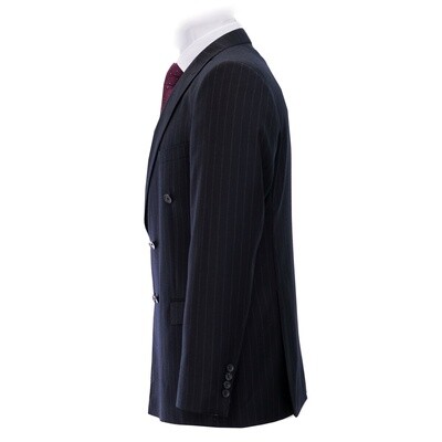 Dark Navy Double-Breasted Pinstripe Suit