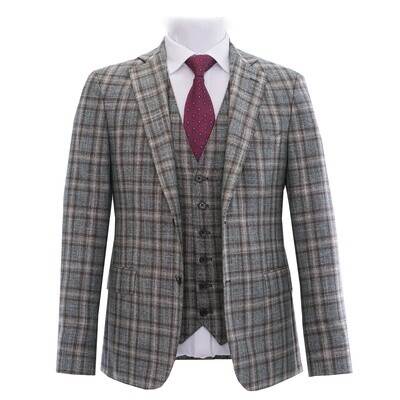 Grey Brown Check Jacket