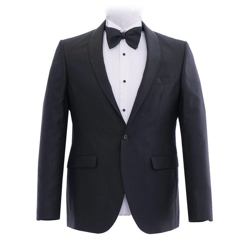 Black Patterned Shawl Lapel Suit Jacket
