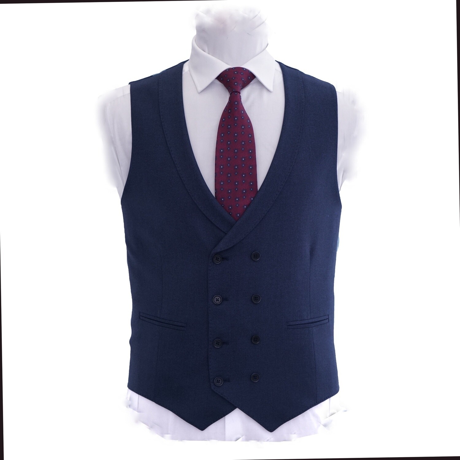Blue Birdseye 3Pc Suit Waistcoat
