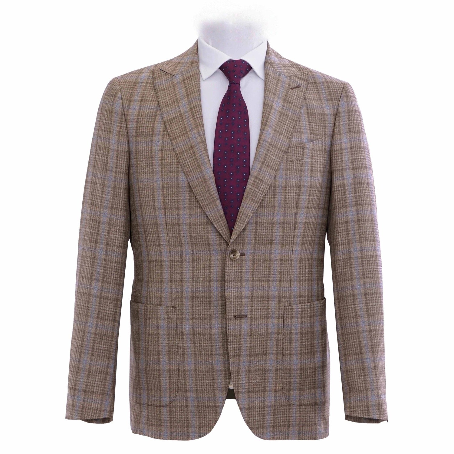Brown Blue Check Suit Jacket