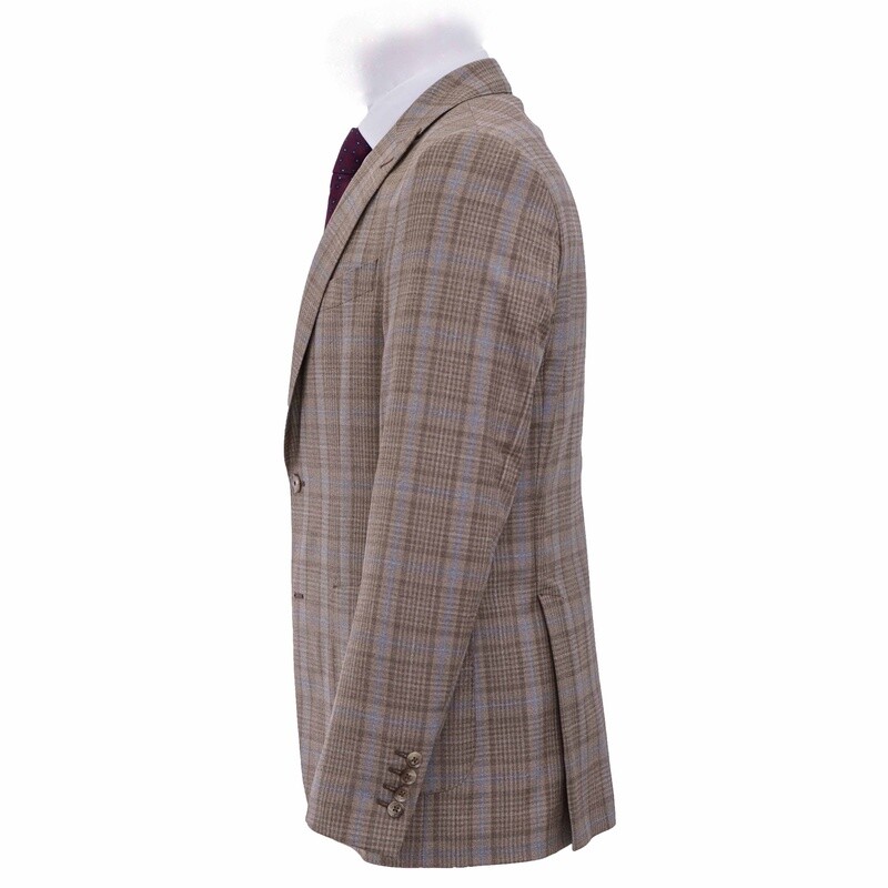 Brown Blue Check Suit Jacket