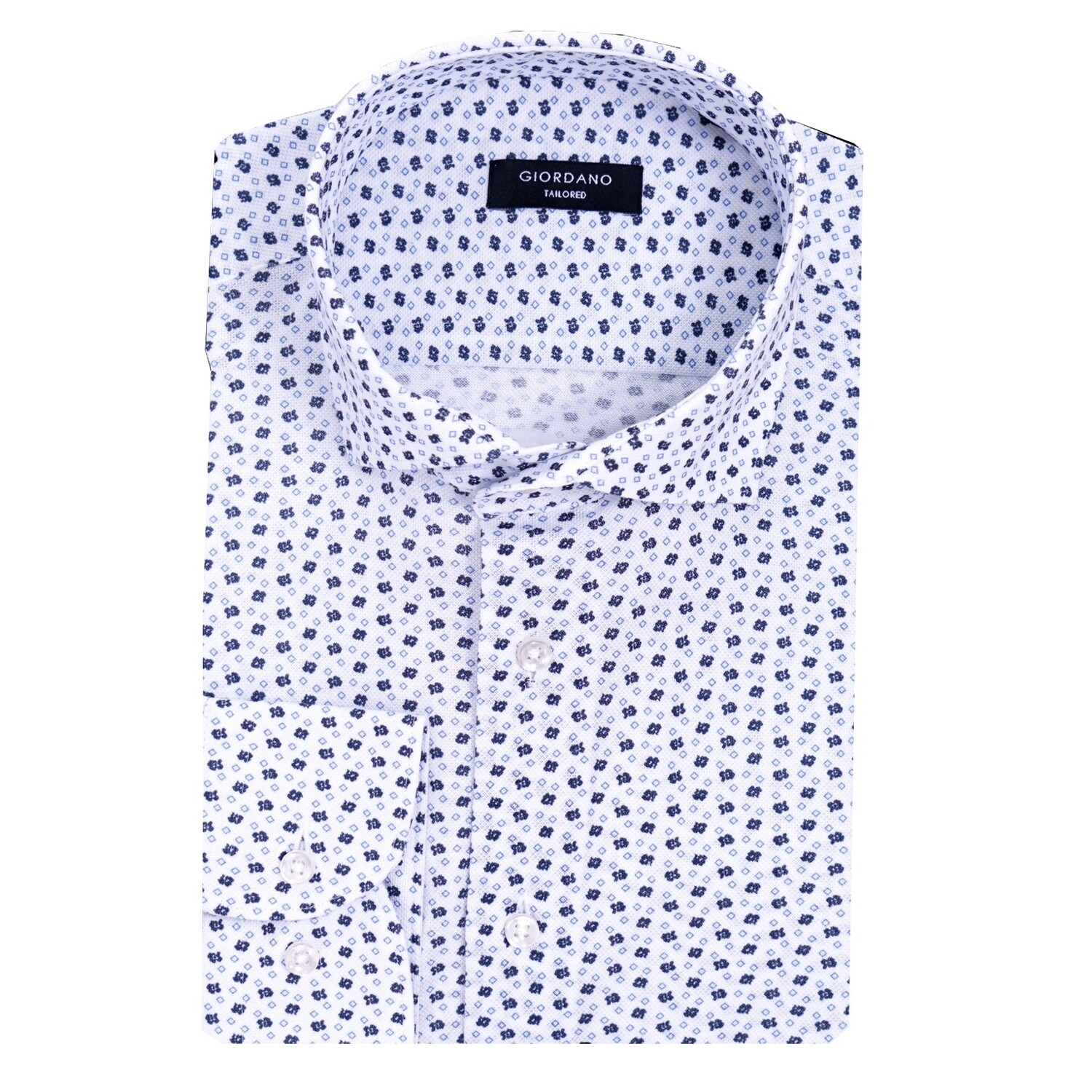 White Scattered Square Print