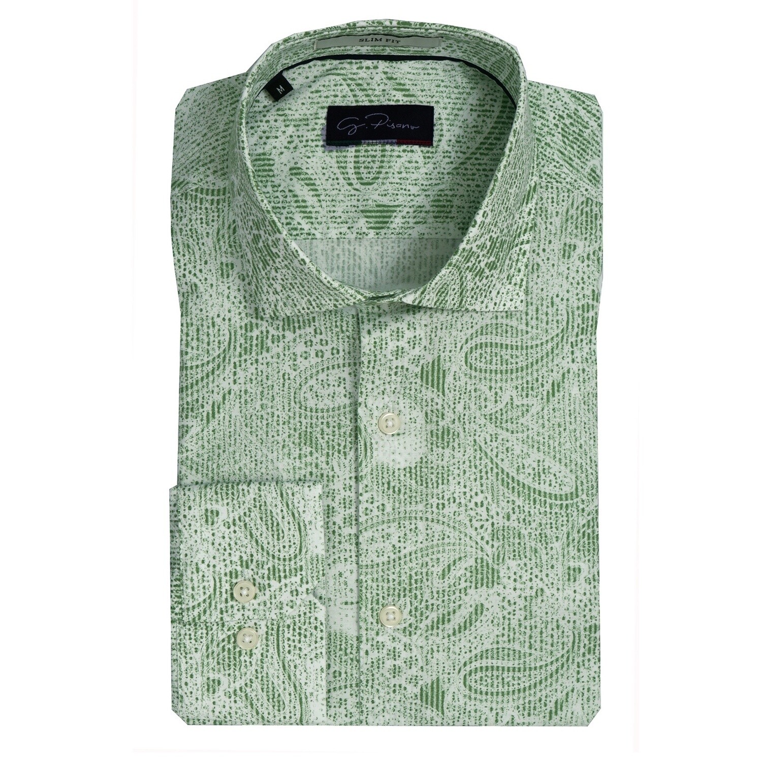 White Green Paisley Print