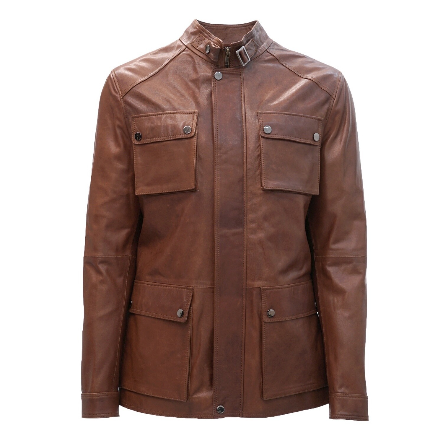 Brown 4 Pocket Front Leather Jacket