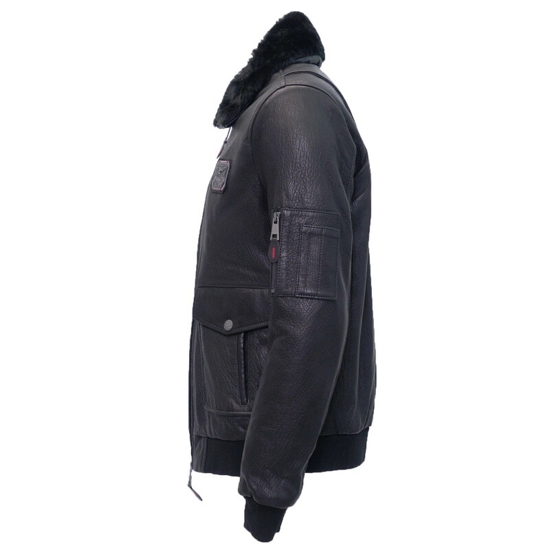 Black Leather Fur Jacket