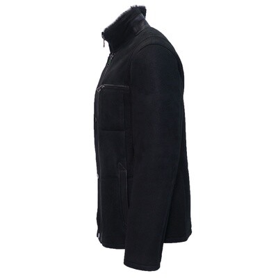 Black Grain Leather Fur Jacket