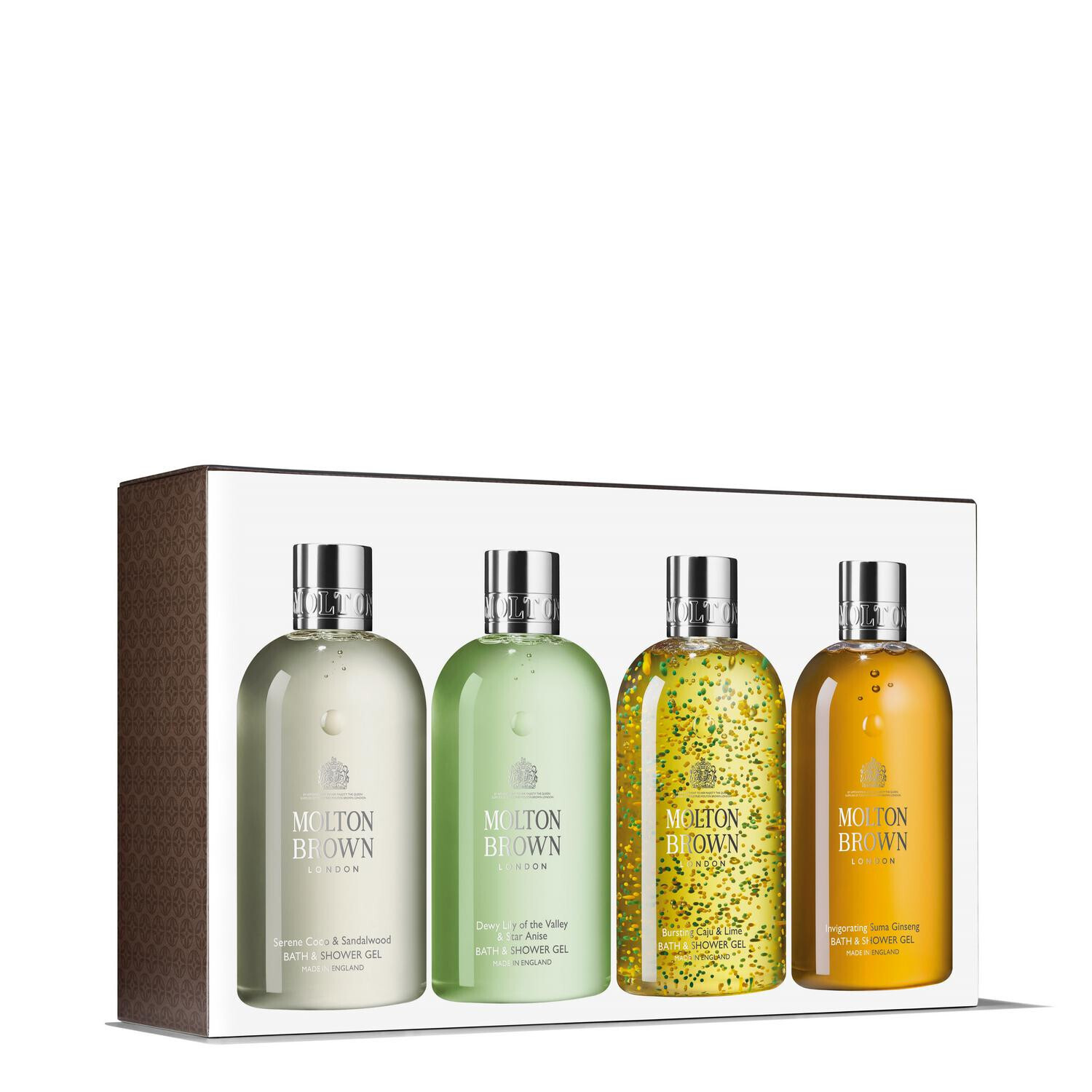 Confezione regalo woody & citrus Collections con quattro doccia schiuma