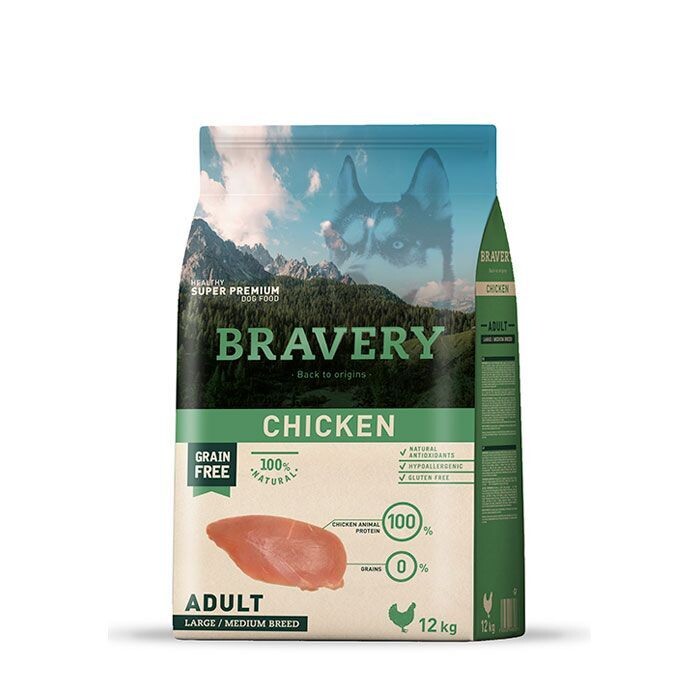 BRAVERY DOG CHICKEN ADULT LARGE/MEDIUM BREEDS