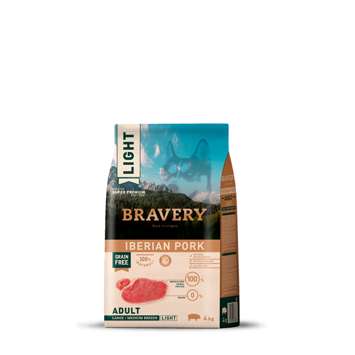 BRAVERY DOG IBERIANPORK LIGHT ADULT LARGE/MEDIUM BREEDS 4KG