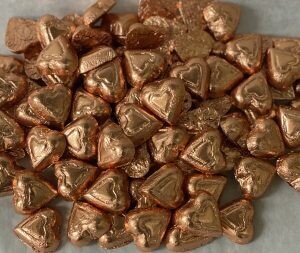 Dark Chocolate Copper Foiled Hearts