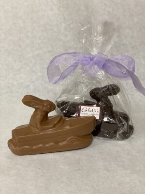 Solid Chocolate Bunny in a Boat
