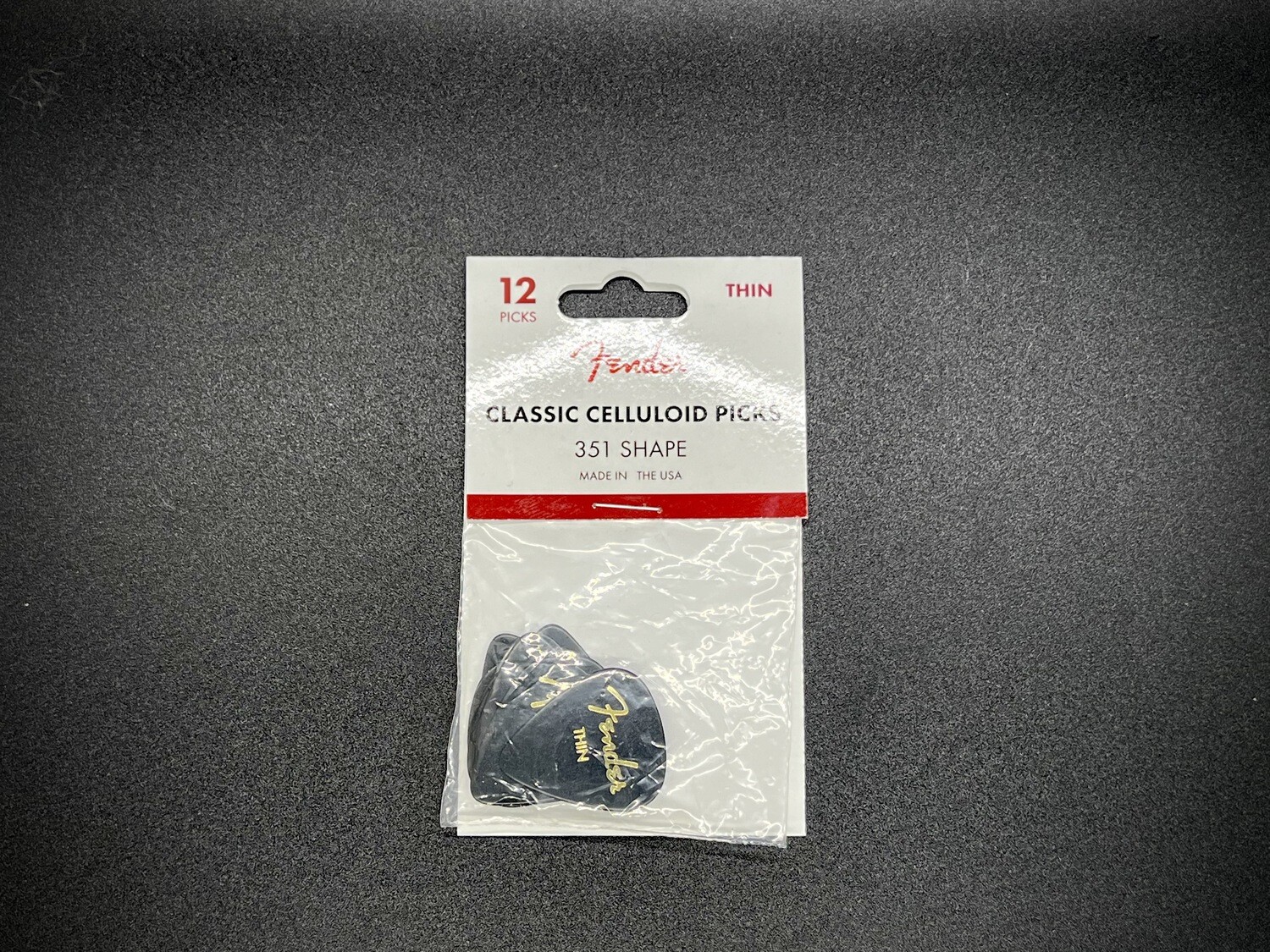 Fender Classic Black Celluloid Picks 351 Thin 12pk