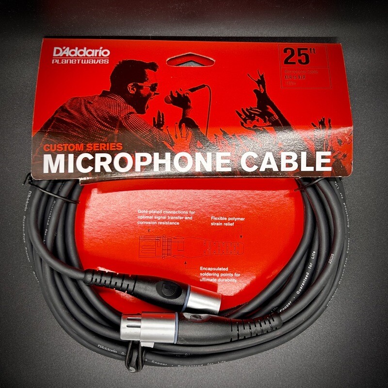 DAddario Custom Series Microphone Cable — 25ft