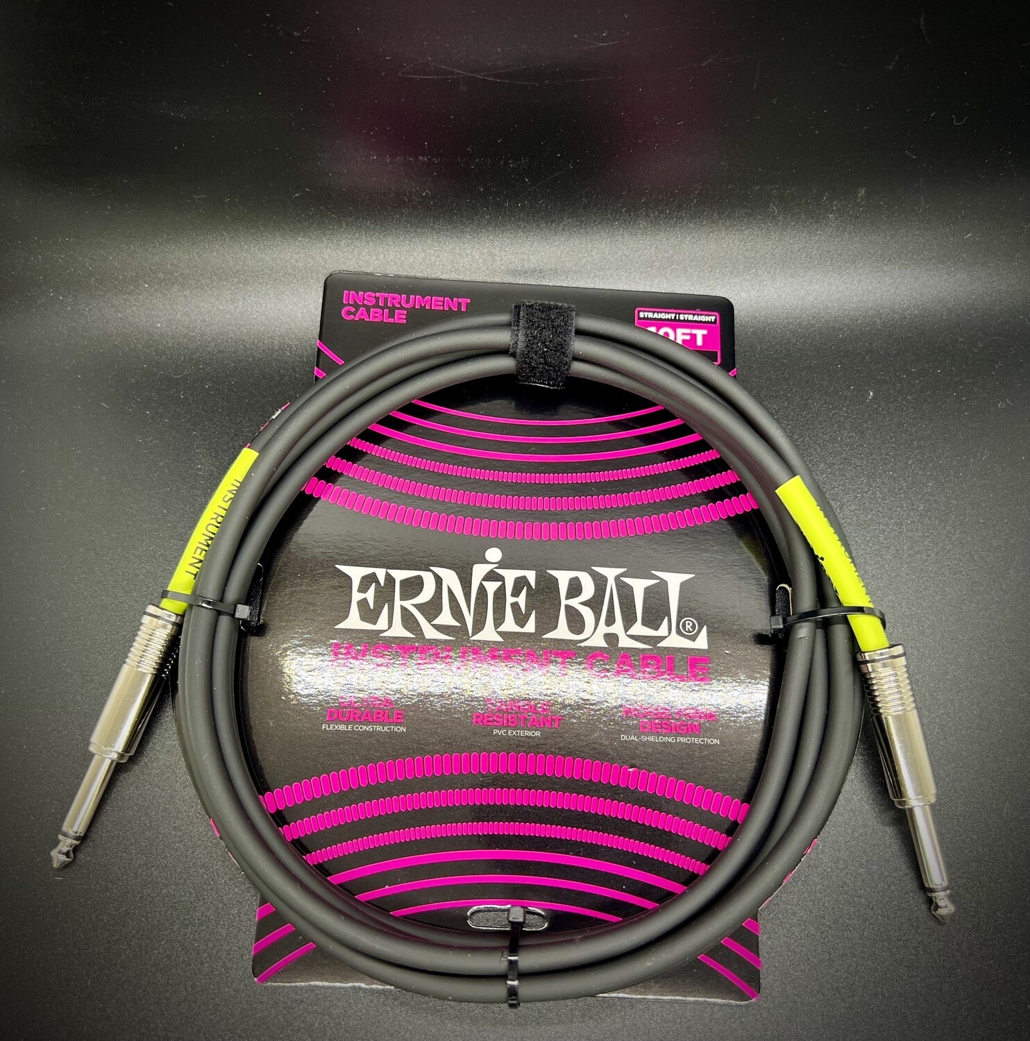 Ernie Ball 10ft Straight Straight Inst Cable Black