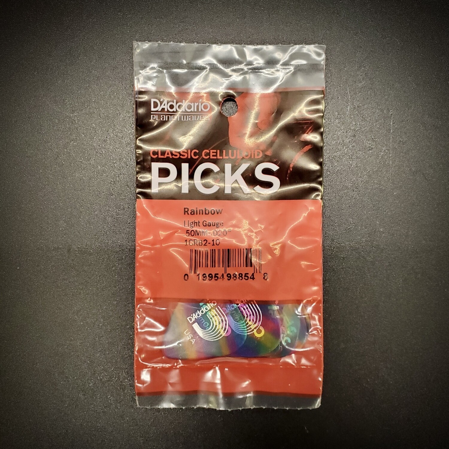 DAddario Classic Celluloid Picks Light Gauge - Rainbow 10pk