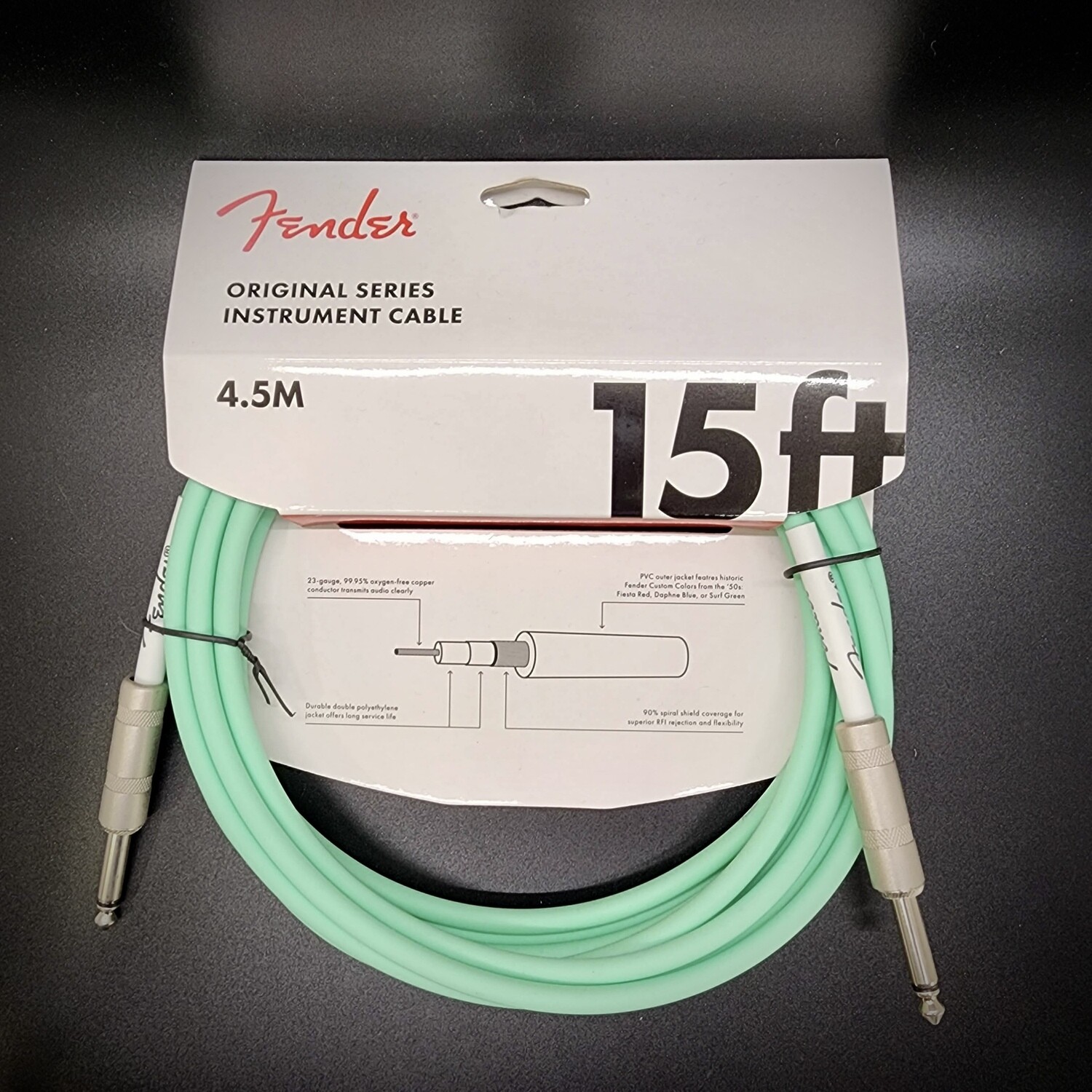 Fender Original Series Instrument Cable, 15', Surf Green