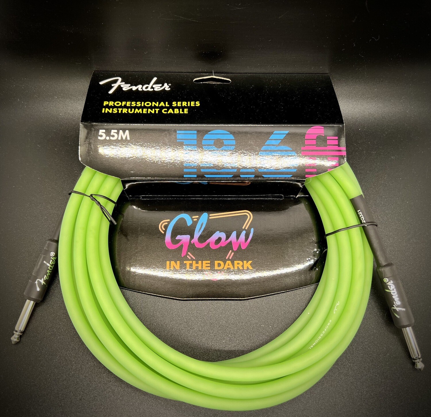 Fender Professional Series Instrument Cable Glow in the Dark -18.6’ Green