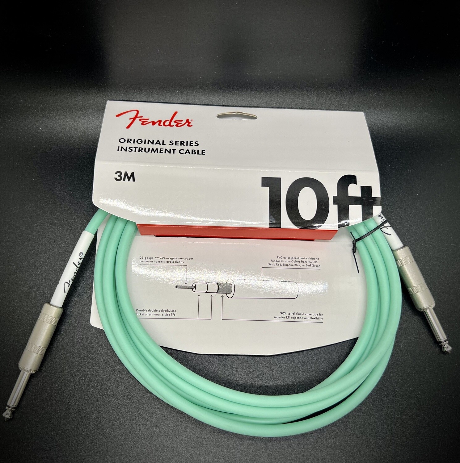 Fender Original Series Instrument Cable, 10', Surf Green