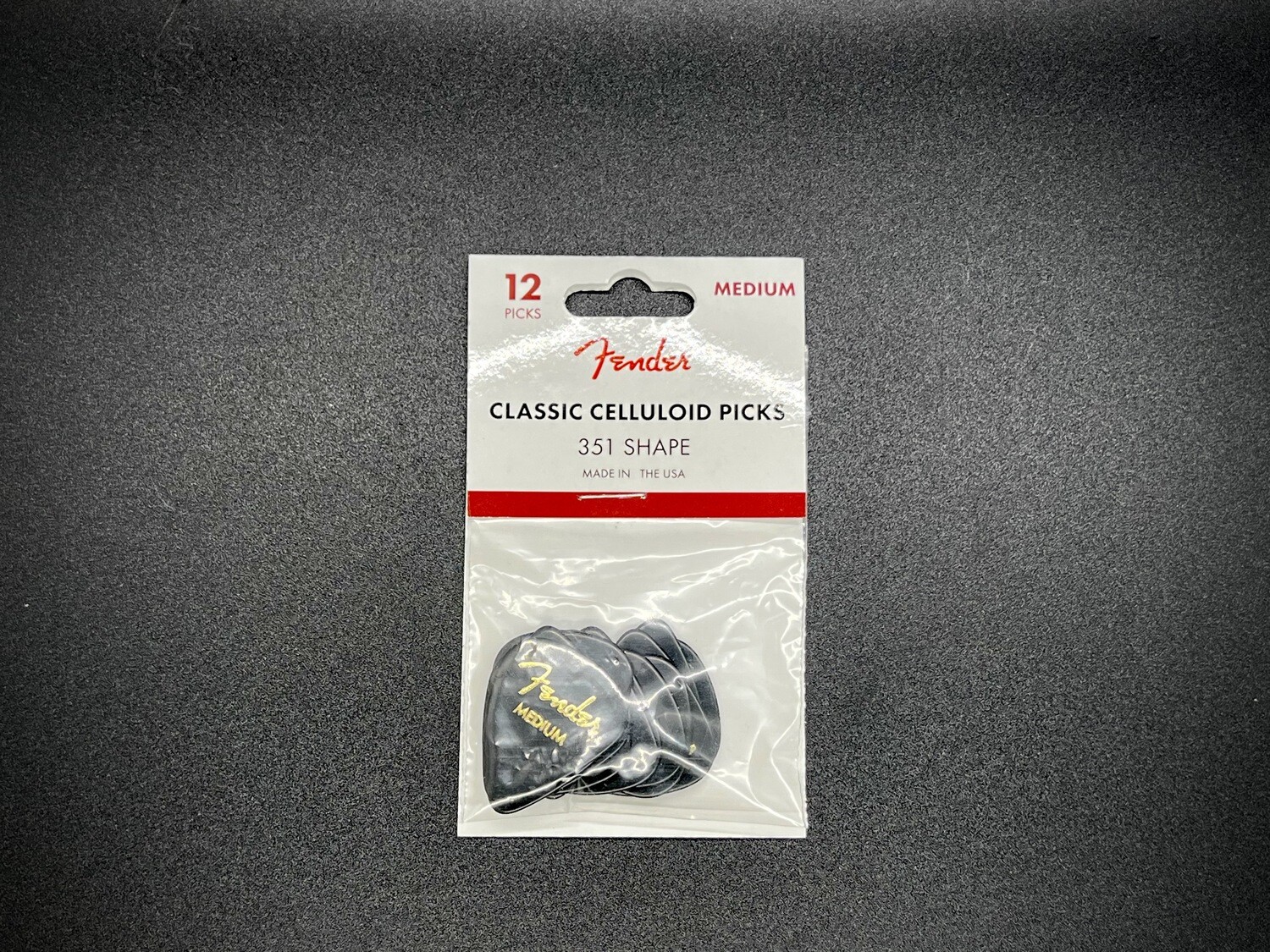 Fender Classic Black Celluloid Picks 351 Medium 12pk