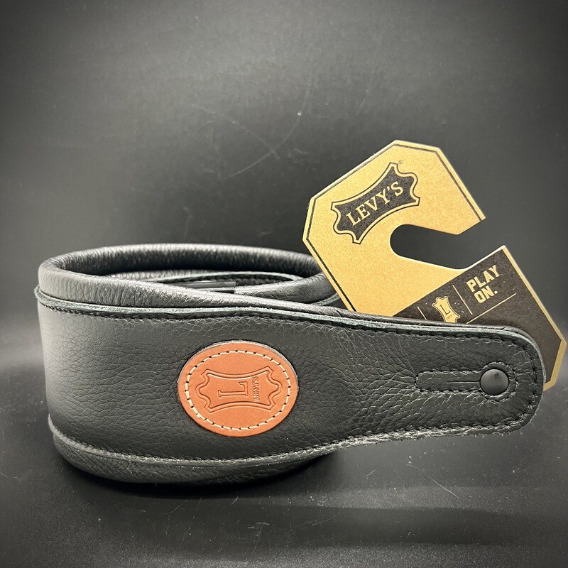 Levy's Signature Series Garment Leather w/ Foam Padding Guitar/Bass Strap 52" x 3" - Black